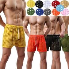 Casual Mens Underwear Transparent Mesh See Through Boxers Shorts Trunks Pajamas-