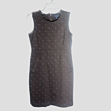 Classic Preppy Academia Polka Dot Sheath Mini Dress Brown Sleeveless Womens 4P
