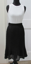 Sunny Leigh Black Pleated Skirt Size M Elastic Waist Lined Midi Women  s