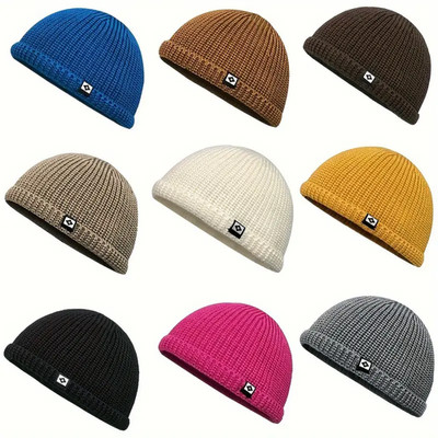 Mini-Fischer-Beanie-Mütze Winter Warm Gestrickt Gerippt Docker-Schädelmütze 