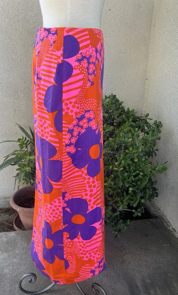 Falda Envolvente De Colección Mod Neón Floral Botones Algodón Talla 11 M Foto 3 de 4