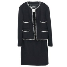 Chanel Setup Suit Jacket Skirt Black CA94 36 38 188447