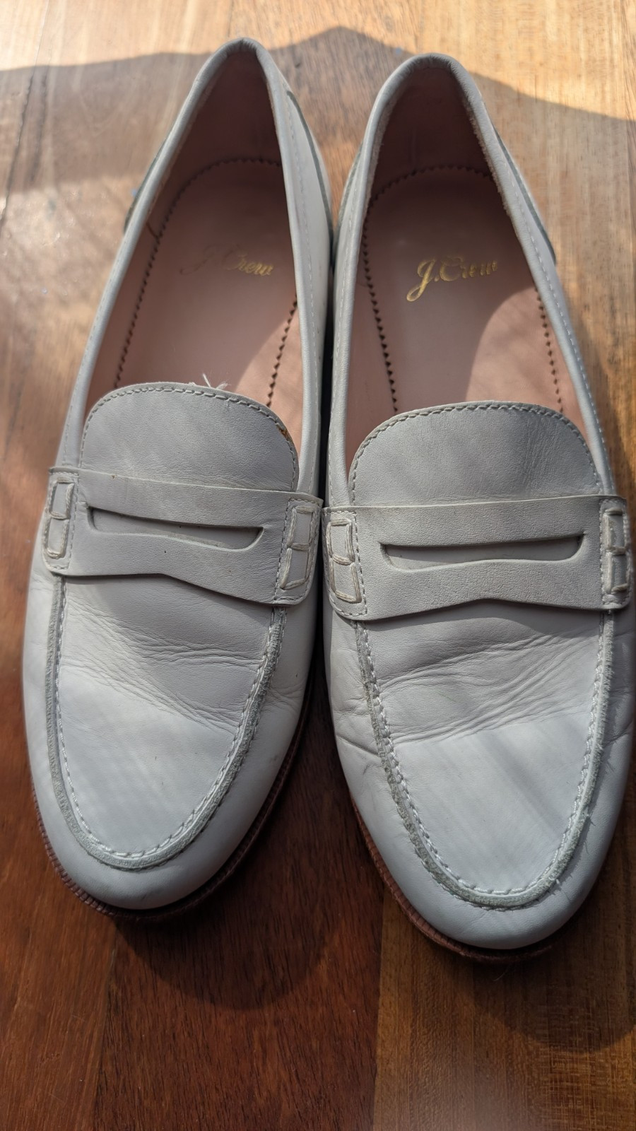 J Crew Ryan Penny Loafers Flats Shoes Womens Size 6 or 6.5 Ivory Leather
