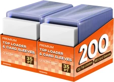 200 Card Sleeves Top Loaders, 3"x4" Hard Plastic Baseball & Trading Card 100+100