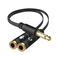 Headphone Splitter Adapter, 3.5mm Audio Mic 4 Pole TRRS Black
