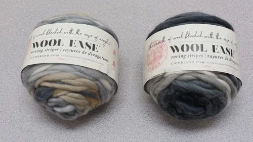 Lion Brand Roving Stripes Wool Ease Super Bulky Yarn #6  Hickory & Birch Bouleau - product listing photo