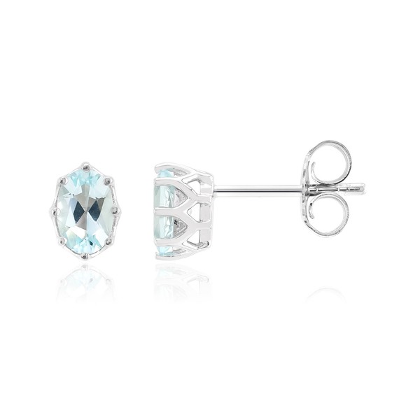 Cavill Silberohrringe Damen 925 Rhodiniert Oval Amblygonit Blau 0,765Ct-image