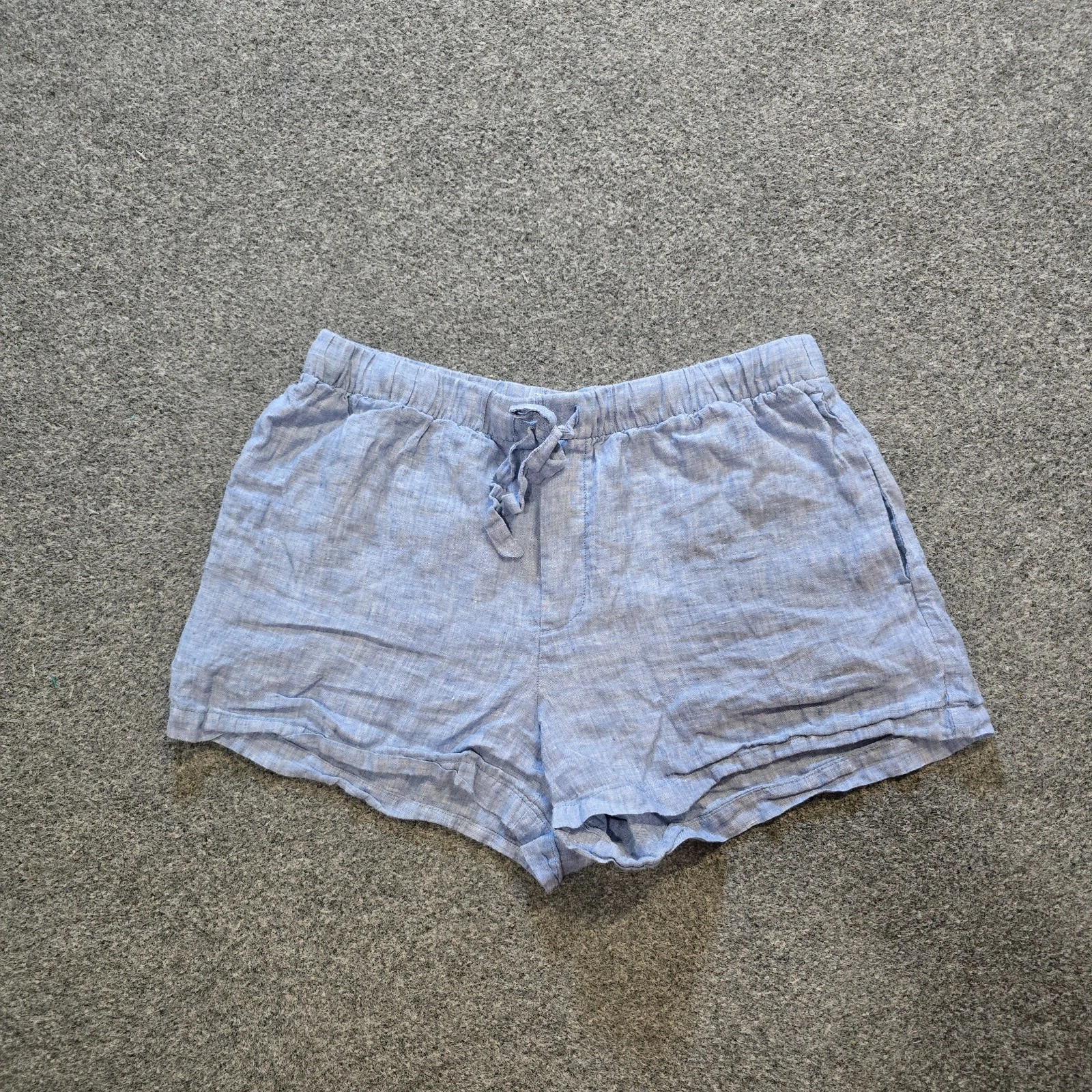 Everlane Shorts Womens Size Large Blue Flax Linen 3 Inch Pull On Casual Capsule