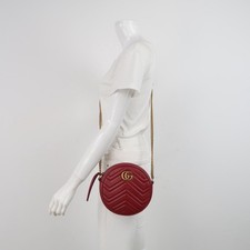 Gucci GG Marmont Crossbody Chain Shoulder Bag 550154 Red Leather