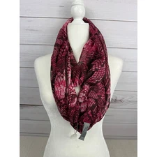 Accessory St New York Pink Snake Print Infinity Loop Scarf Lightweight Sheer