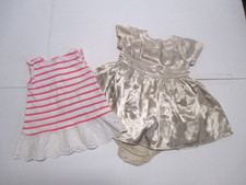 BABY GAP 2 INFANT GIRLS GOLD  PINK STRIPED EYELET DRESS SIZE 3-6 MONTHS