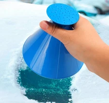 Bule Car Windshield ICE Snow Remover Scraper Tool Round Funnel -1pc