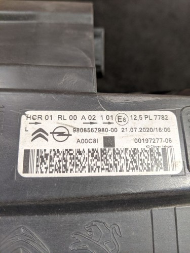 VAUXHALL VIVARO MK3 K0 N/S PASSENGER SIDE LEFT HEADLIGHT 9808567980 - Picture 6 of 7
