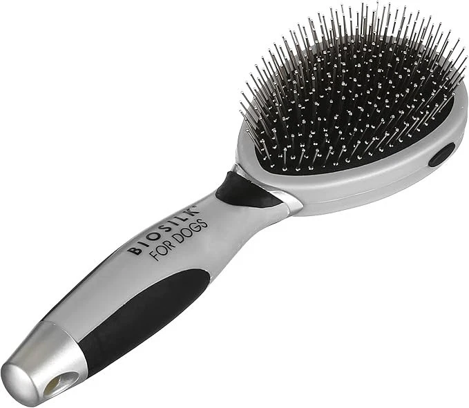 BioSilk Pin Brush For dogs for medium to long hair includes cleaning comb