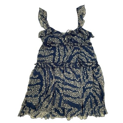 NEW Patrons of Peace Babydoll Mini Dress Women Small Blue Floral Chiffon  Ruffle | eBay