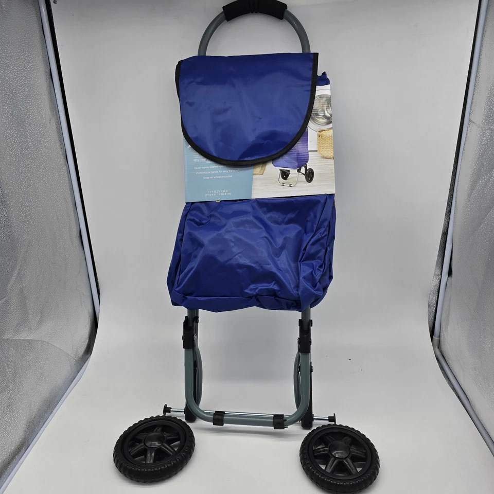 Nuevo Whitmor Ligero AZUL Bolsa Rodante Carro Poliéster, Fácil Limpieza, Marco de Metal Foto 2 de 2