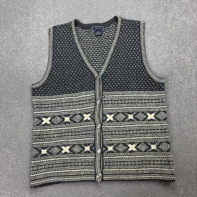 Pull Norvège adulte gris moyen Fair Isle laine tricot gilet gilet homme - Photo 1/4