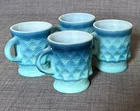 MCM Anchor Hocking Fire King Kimberly mugs: Blue Diamond. Vintage, set of 4