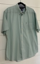 2 Tommy Hilfiger XL Mens Short Sleeve Button Down Classic Green White Pink BOGO