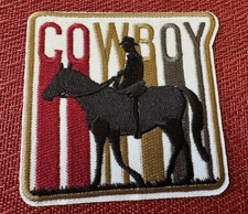 Cowboy Iron On Patch Western Horse Rider Brown Colorful Quality Embroidered NEW