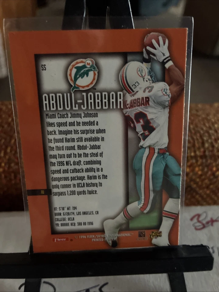 1996 Fleer Ultra Sensations Karim Abdul-Jabbar Marble #55 Dolphins - Image 2 of 2