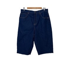 We The Free Free People Denim Shorts Raw Hem Dark Wash Baggy Size 31