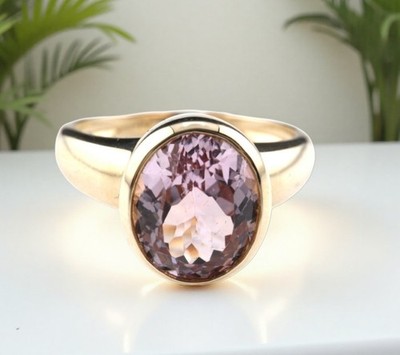 GJ69 * HARRY IVENS IV EDELSTEIN RING (18) BRASIL KUNZIT 10x8mm 3,15ct 375er GG