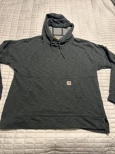Carhartt Womans Large 12-14 Gray Relaxed Fit Pullover Long Sleeve Hoodie