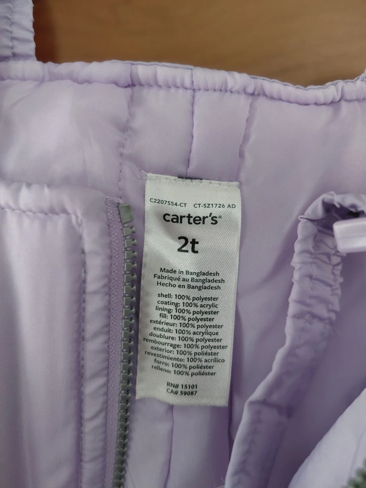 Pantalones de nieve Carters baberos niñas talla 2T lavanda⭐️⭐️⭐️⭐️⭐️⭐️⭐️ Foto 2 de 4