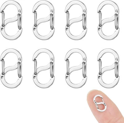 8 Stück Doppelt öffnende S-Lock Verschlüsse Mini Karabiner DIY Antirutsch