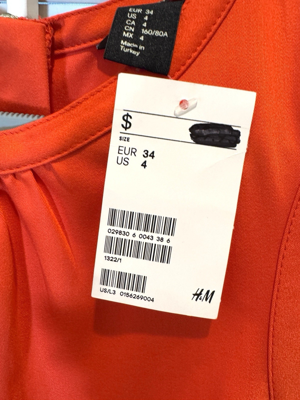 H&M Women’s 4 Peplum Dress Pencil Skirt  Orange Red NWT thumbnail 2