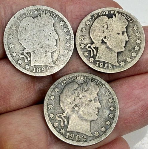 Barber Quarters 1899 1902-O 1915-D  -  96847