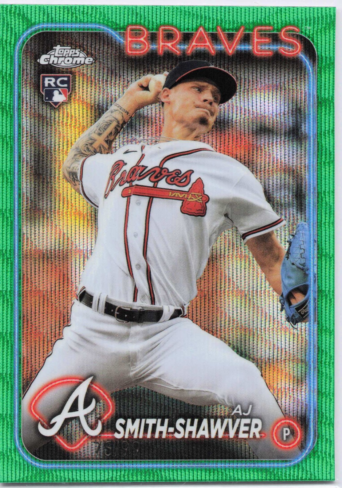 AJ Smith-Shawver 2024 Topps Chrome #19 Green Wave Refractors #/99
