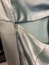 Omnes Nova Dress green Satin Tie Back Maxi Sleeveless V-Neck Size 16 BNWT