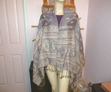 Vtg Jerusalem Cashmere Scarf Embroidered Fringe Israel Holy Land Souvenir Shawl