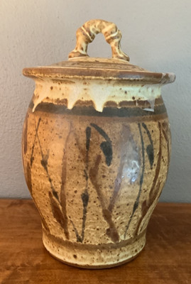 Stunning 8  Tall Studio Pottery Jar w/Lid-Glazed Inside-Artist Signed-USA