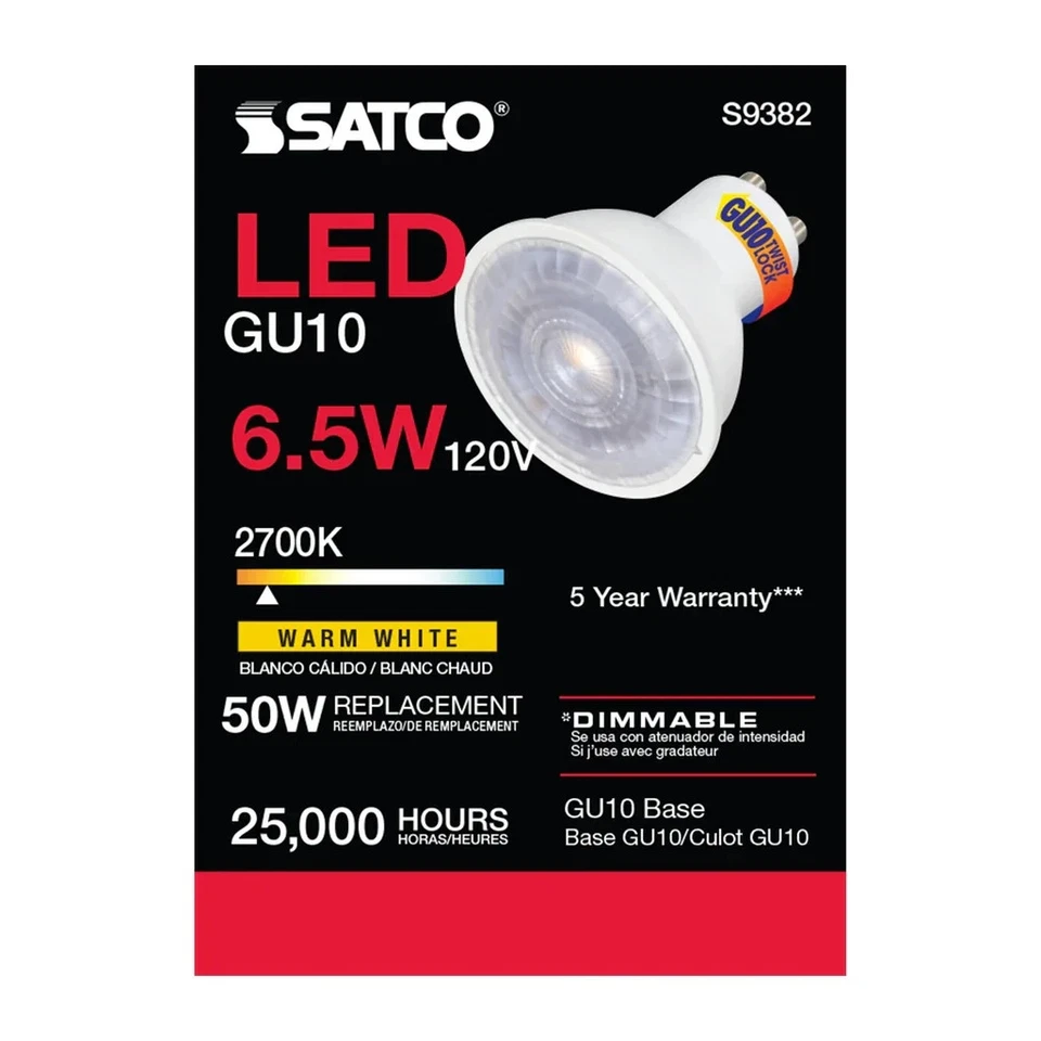 6.5 Watt - LED MR16 - 2700K - 40 deg. Beam Angle - GU10 base - 120 Volt - 12-Pac - Image 4 of 4