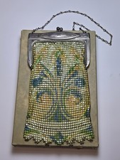 Vintage Art Deco Whiting Davis Metal Enamel Mesh Bag / Purse