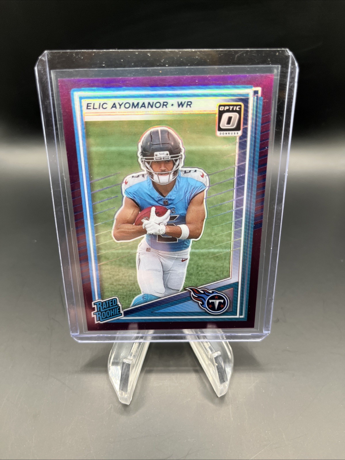 Elic Ayomanor 2025 Panini Donruss Optic Preview /50 Purple Prizm Rated Rookie!!