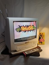   Panasonic 13" VCR TV COMBO White kitchen Retro Gaming Fully Tested Fast Ship