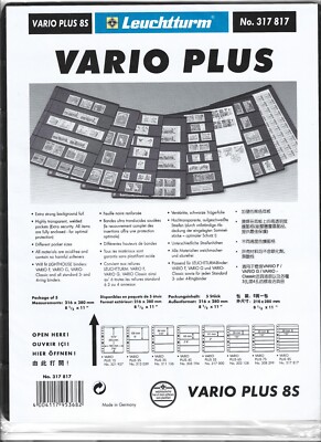 VARIO PLUS Sheets 8S Two-Sided Eight Pocket Black Pkg 5 FREE US SHIPPING w/$50