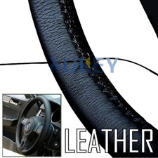 Lenkradhülle, Lenkradschoner Ø37 - 38.5 Hand nähen Schwarz Leder Lenkradbezug