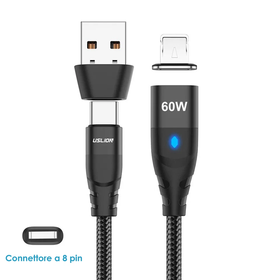 Cavo USB magnetico, Tipo-C, iPhone 2 in 1, Ricarica rapida, iPhone, Samsung - Immagine 2 di 4