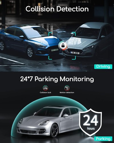 COOAU 2.5K Front and Inside WiFi Car Dash Camera Built-in GPS Loop-Recording - Picture 8 of 9