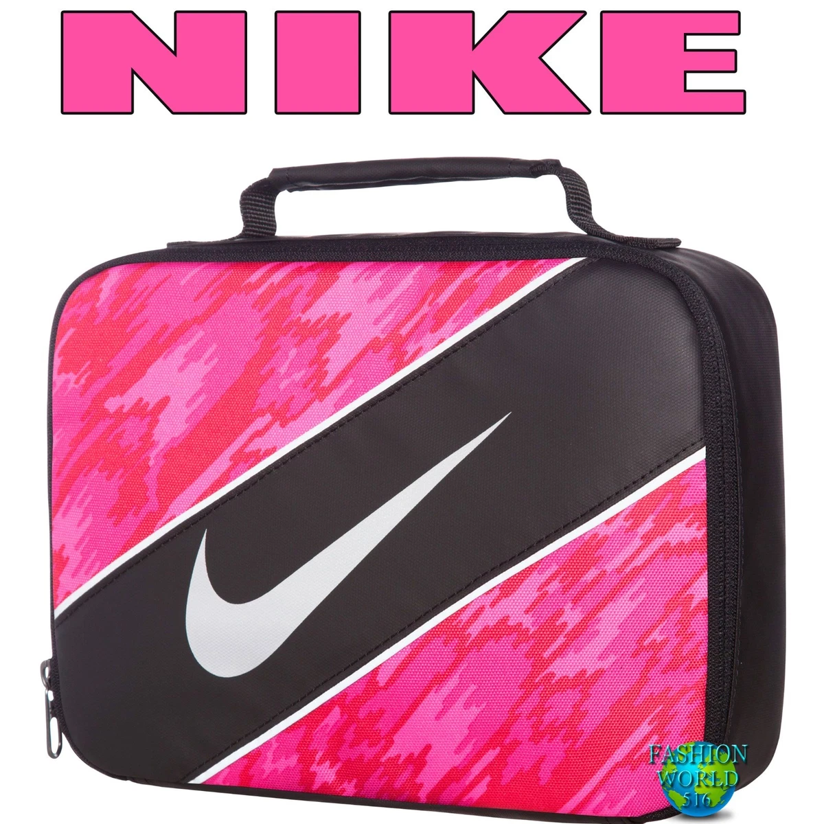 Nike Insulated Reflect School Lunch Box Bag Tote Carrier 9A2663 Black/Hyper  Pink