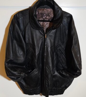 Vera Pelle Lavorazione Artigiana Mens Black Leather Jacket, Made