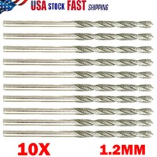10Pcs 1.2MM Diamond Coated Tipped Twist Drill Bit For Glass Jewelry Stone Tile