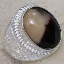 2 Pieces x 12Ct Rare Mookaite 925 Sterling Silver Ring Size 9.5 GR422