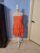 Jodi Kristopher Size 13 Dress Womens Orange Strapless Polka Dot Strappy 