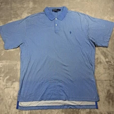 Polo Ralph Lauren Golf Polo Shirt Dotted Print Blue Short Sleeve Large